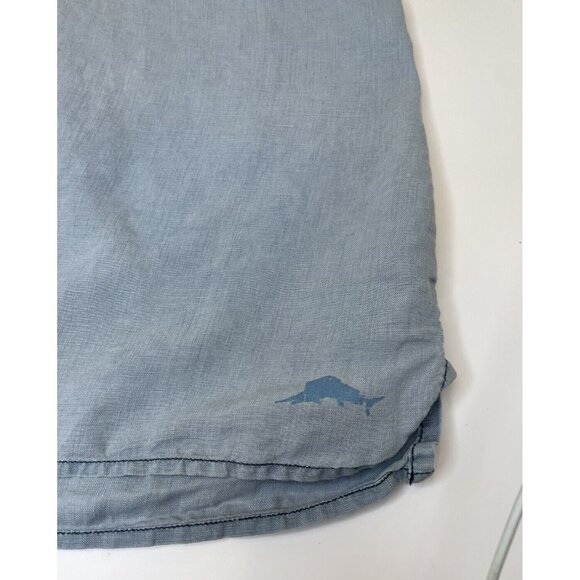 Tommy Bahama L Linen Button Up Shirt Relaxed Fit Blue Large - Picture 8 of 8